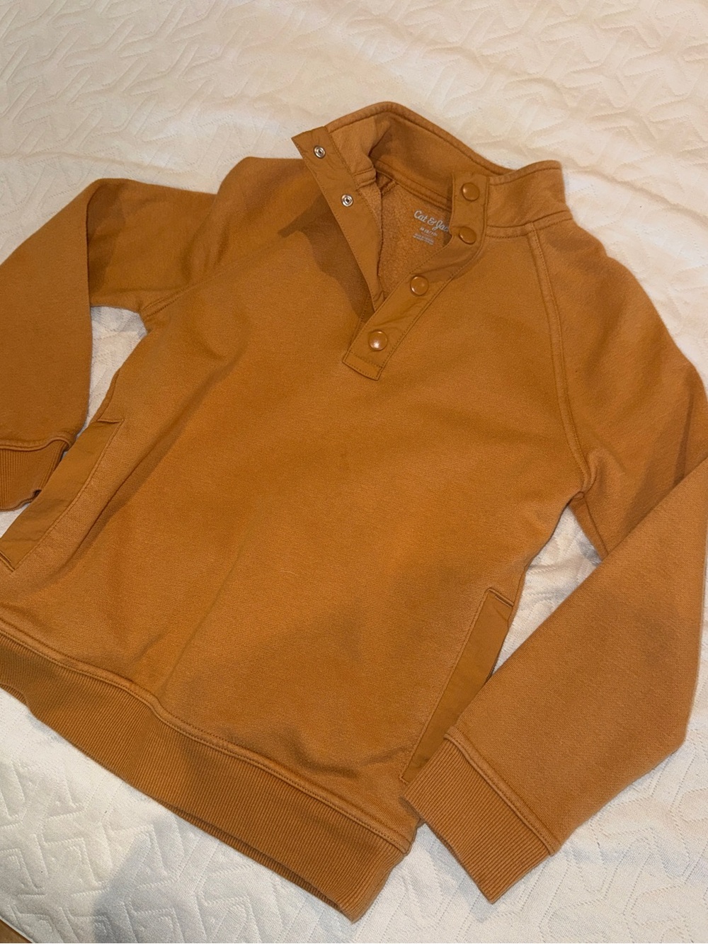Button-Neck Pullover Sweatshirt - Picture 2 of 5